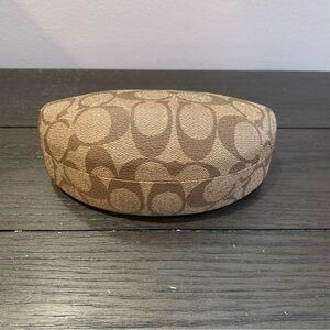Coach Eyeglass Sunglasses Case Classic Logo Monogram Hard Clamshell Brown